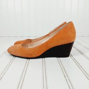 Taryn Rose Kathleen Orange Slip On Textured Upper Comfy Wedge Heels E356